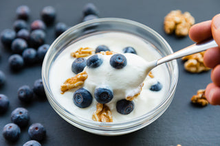 a meal of healthy diet with a blend of wild berries and juice