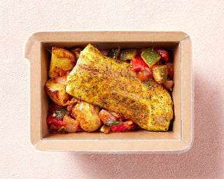 Baked Fish with Briami and Potatoes