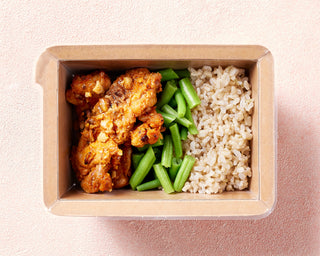 Cashew Satay Chicken with Brown Rice & Green Beans
