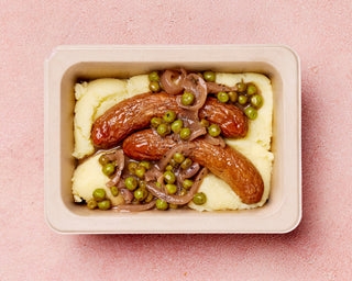 Grass Fed Beef Bangers with Mashed Potatoes and Gravy