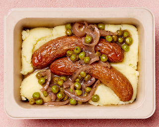 Grass Fed Beef Bangers with Mashed Potatoes and Gravy