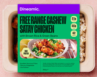 Cashew Satay Chicken with Brown Rice & Green Beans