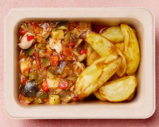 Greek Chicken and Vegetable Stew with Potato Wedges