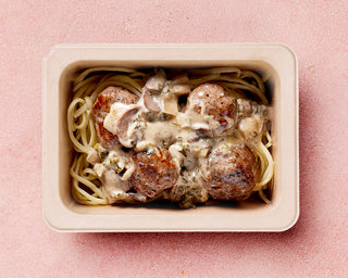 Swedish Meatballs with Linguine, Kale & Mushroom Sauce