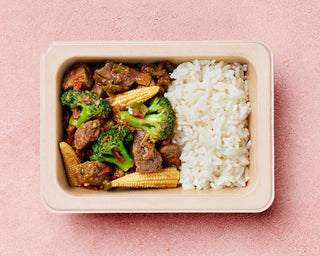 Grass Fed Teriyaki Beef with Broccoli and Sushi Rice