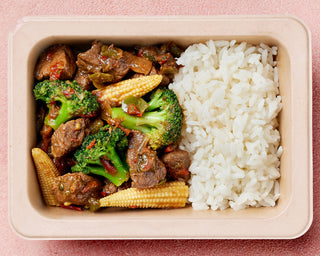 Grass Fed Teriyaki Beef with Broccoli and Sushi Rice