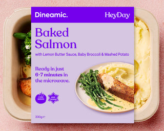 Baked Salmon with Lemon Butter Sauce, Baby Broccoli & Mashed Potato