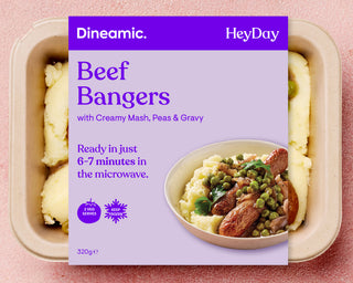 Beef Bangers with Creamy Mash, Peas & Gravy