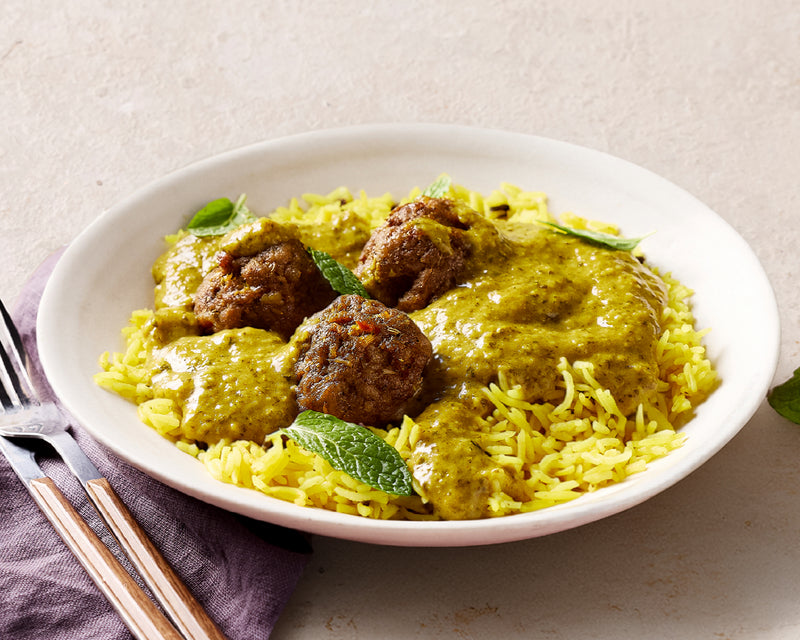 Grass Fed Lamb Kofta Curry with Tumeric Rice