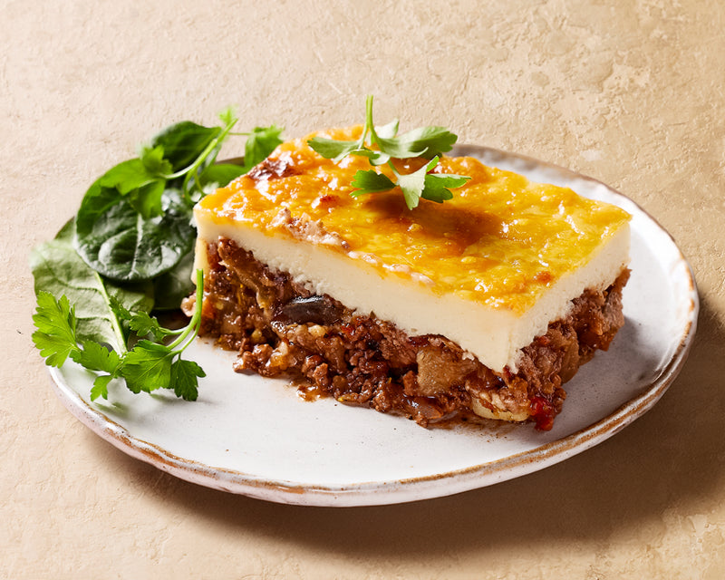 Grass Fed Lamb Moussaka with Roasted Eggplant