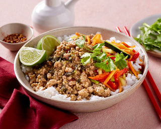 Lemongrass Pork with Sushi Rice & Rainbow Slaw