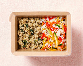 Lemongrass Pork with Sushi Rice & Rainbow Slaw