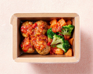 Moroccan Beef Meatballs with Sweet Potato & Broccoli