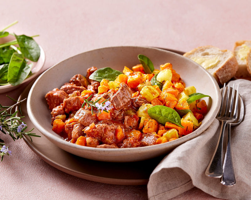 Slow-Cooked Mediterranean Beef with Rosemary Roasted Vegetables