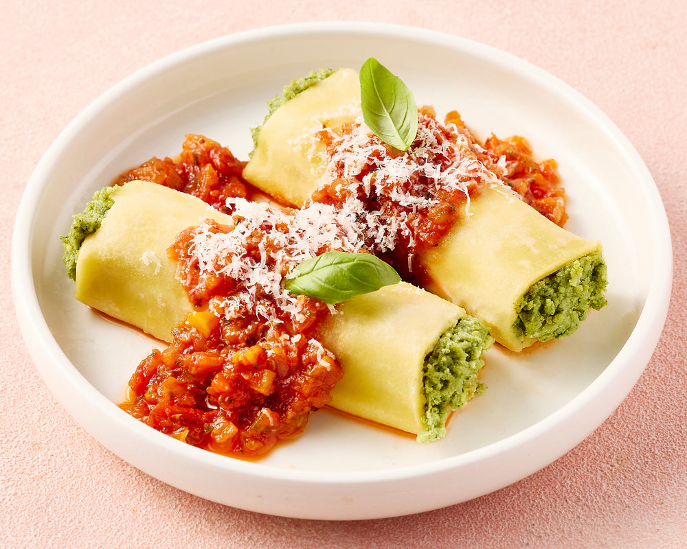 Spinach & Ricotta Cannelloni with Napoli Sauce