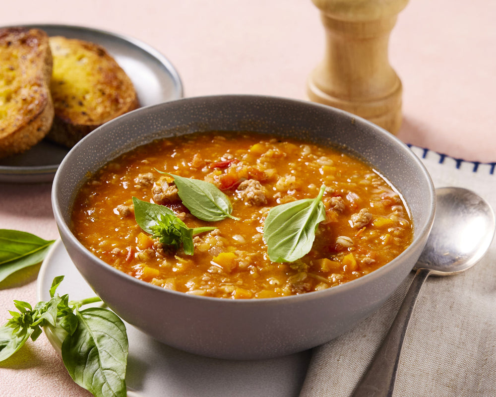 Tomato and Beef Soup with Lentils and Barley