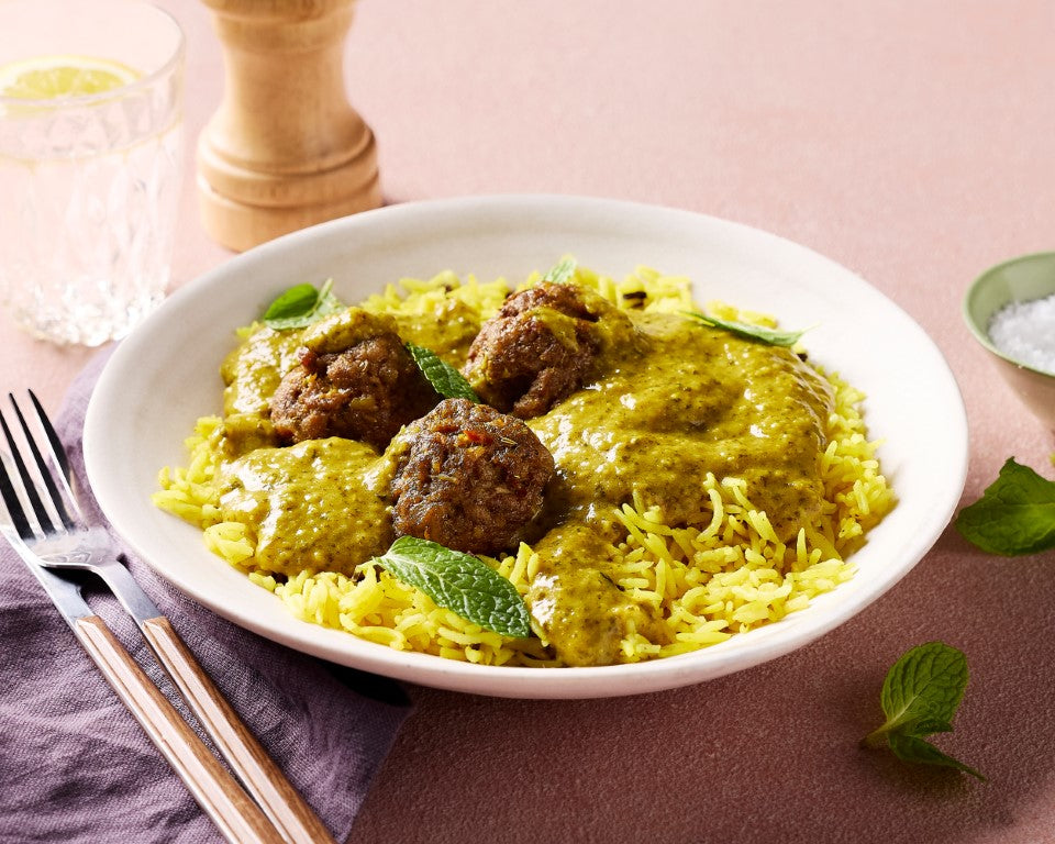 Grass Fed Lamb Kofta Curry with Tumeric Rice