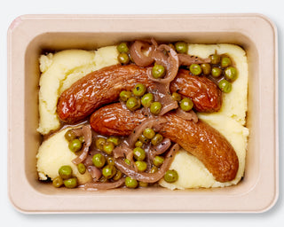 Grass Fed Beef Bangers with Mashed Potatoes and Gravy