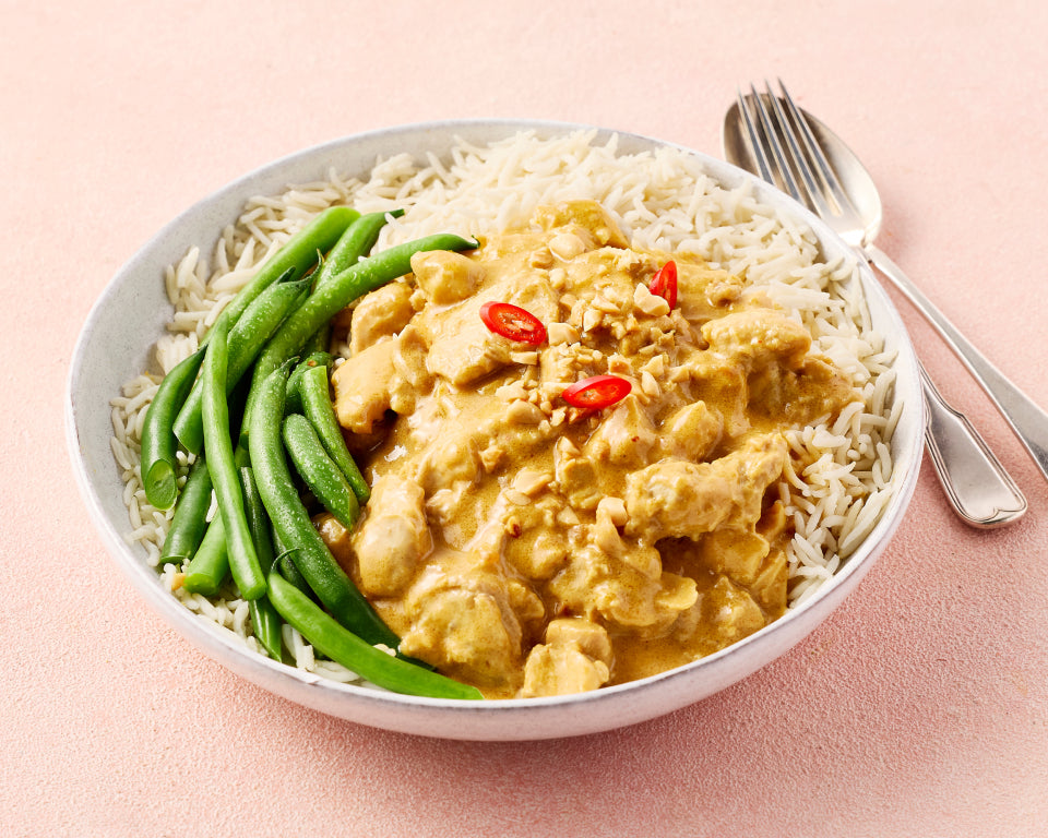 Coconut Satay Chicken with Green Beans & Rice