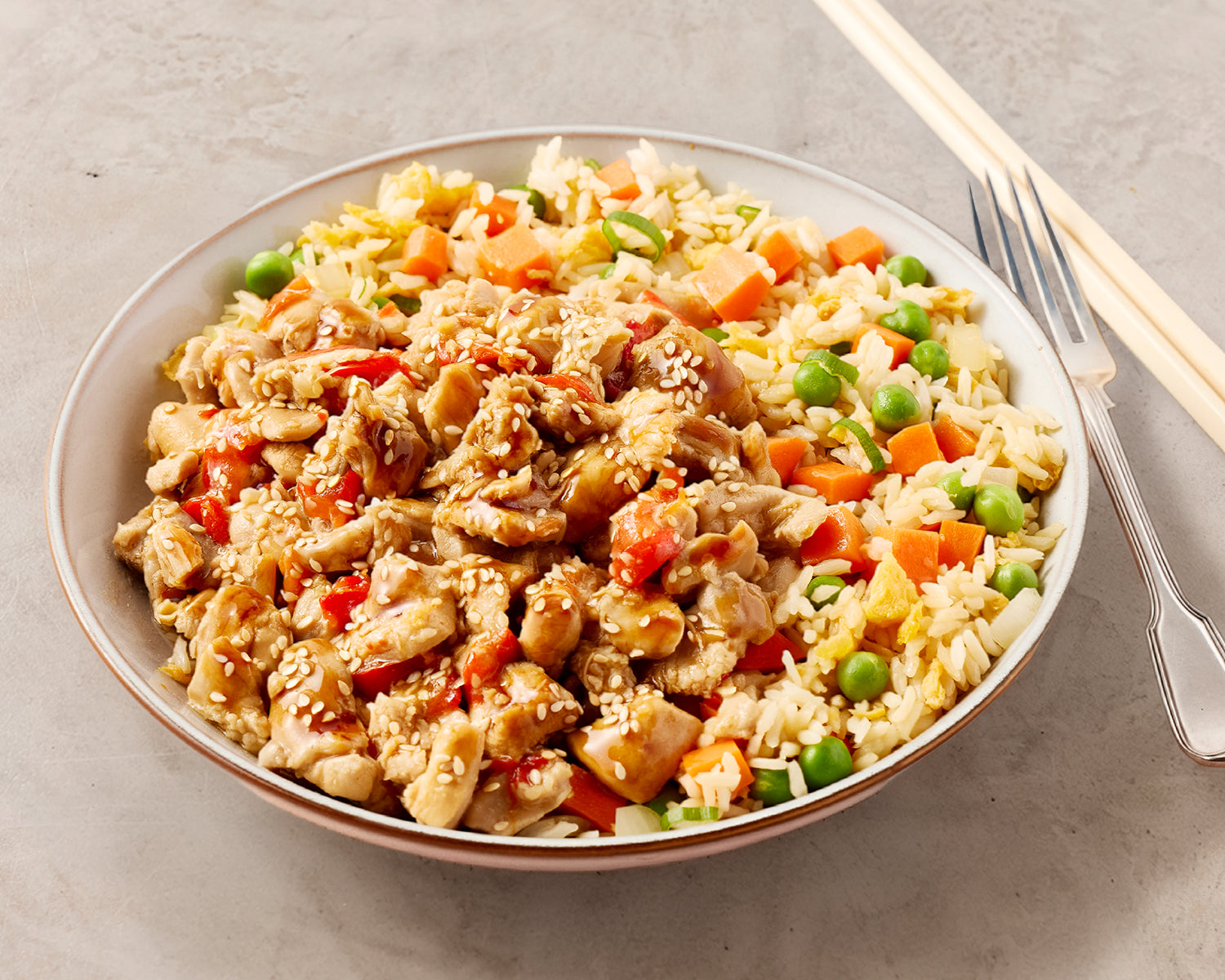 Honey Lemon Chicken with Egg & Vegetable Fried Rice