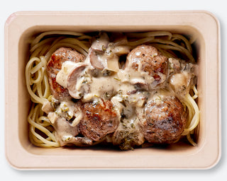 Swedish Meatballs with Spinach & Mushroom Linguine