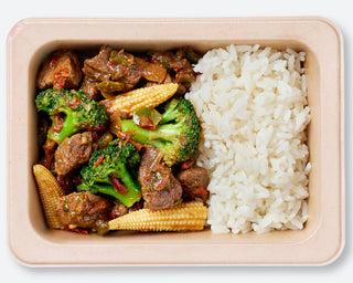Grass Fed Teriyaki Beef with Broccoli and Sushi Rice