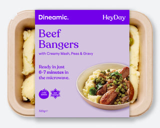 Beef Bangers with Creamy Mash, Peas & Gravy